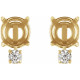 Round 4 Prong Accented Earrings Mounting in 14 Karat Yellow Gold for Round Stone, 0.98 grams