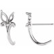 Floral J Hoop Earrings Mounting in Platinum for Marquise Stone, 1.32 grams