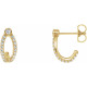 Accented J Hoop Earrings Mounting in 14 Karat Yellow Gold for Round Stone, 2.16 grams