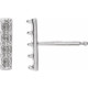 Family Bar Earrings Mounting in Sterling Silver for Round Stone, 0.41 grams