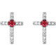 Accented Cross Earrings Mounting in 14 Karat White Gold for Round Stone, 0.7 grams