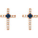 Accented Cross Earrings Mounting in 14 Karat Rose Gold for Round Stone, 0.72 grams