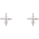 Accented Cross Earrings Mounting in 14 Karat White Gold for Marquise Stone, 0.89 grams