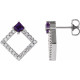 Accented Geometric Earrings Mounting in 14 Karat White Gold for Square Stone, 3.59 grams
