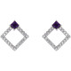 Accented Geometric Earrings Mounting in 14 Karat White Gold for Square Stone, 3.59 grams