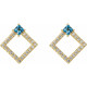 Accented Geometric Earrings Mounting in 14 Karat Rose Gold for Square Stone, 3.71 grams