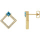 Accented Geometric Earrings Mounting in 14 Karat Yellow Gold for Square Stone, 3.68 grams