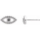 Accented Evil Eye Earrings Mounting in Sterling Silver for Round Stone, 0.59 grams