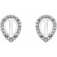 Pear 4 Prong Halo Style Cabochon Earrings Mounting in 14 Karat White Gold for Pear shape Stone, 1.64 grams