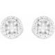 Round 4 Prong Halo Style Earrings Mounting in Platinum for Round Stone, 2.37 grams