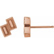 Family Stud Earrings Mounting in 14 Karat Rose Gold for Straight baguette Stone, 0.84 grams