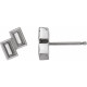 Family Stud Earrings Mounting in 14 Karat White Gold for Straight baguette Stone, 0.8 grams