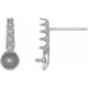 Pearl Bar Earrings Mounting in 14 Karat White Gold for Pearl Stone, 1.11 grams