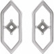Geometric Earrings Mounting in Platinum for Square Stone, 2.89 grams