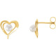 Pearl Heart Earrings Mounting in 10 Karat Yellow Gold for Pearl Stone, 0.45 grams