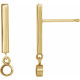 Bezel Set Bar Earrings Mounting in 14 Karat Yellow Gold for Round Stone, 0.68 grams