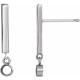 Bezel Set Bar Earrings Mounting in Sterling Silver for Round Stone, 0.54 grams