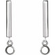 Bezel Set Bar Earrings Mounting in Platinum for Round Stone, 0.86 grams