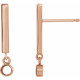 Bezel Set Bar Earrings Mounting in 14 Karat Rose Gold for Round Stone, 0.68 grams