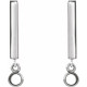 Bezel Set Bar Earrings Mounting in 14 Karat White Gold for Round Stone, 0.67 grams