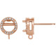 Round Halo Style Earring Top Mounting in 14 Karat Rose Gold for Round Stone, 0.58 grams