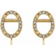 Oval 4 Prong Halo Style Earring Top Mounting in 14 Karat Yellow Gold for Oval Stone, 0.82 grams