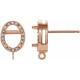 Oval 4 Prong Halo Style Earring Top Mounting in 14 Karat Rose Gold for Oval Stone, 0.82 grams