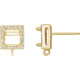 Square 4 Prong Halo Style Earring Top Mounting in 14 Karat Yellow Gold for Square Stone, 0.86 grams