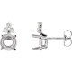 Round 4 Prong Accented Stud Earrings Mounting in Platinum for Round Stone, 1.35 grams