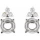 Round 4 Prong Accented Stud Earrings Mounting in 14 Karat White Gold for Round Stone, 0.89 grams