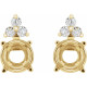 Round 4 Prong Accented Stud Earrings Mounting in 14 Karat Yellow Gold for Round Stone, 0.9 grams