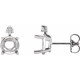 Round 4 Prong Accented Stud Earrings Mounting in 14 Karat White Gold for Round Stone, 0.76 grams