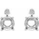 Round 4 Prong Accented Stud Earrings Mounting in Platinum for Round Stone, 1.12 grams