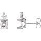 Oval 4 Prong Lightweight Accented Stud Earrings Mounting in 14 Karat White Gold for Oval Stone, 0.9 grams