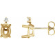 Oval 4 Prong Accented Stud Earrings Mounting in 14 Karat Yellow Gold for Oval Stone, 0.83 grams