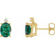 Oval 4 Prong Accented Stud Earrings Mounting in 14 Karat Yellow Gold for Oval Stone, 0.83 grams