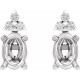 Oval 4 Prong Lightweight Accented Stud Earrings Mounting in Platinum for Oval Stone, 1.38 grams