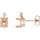 Oval 4 Prong Accented Stud Earrings Mounting in 14 Karat Rose Gold for Oval Stone, 0.83 grams