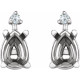 Pear 4 Prong Lightweight Accented Stud Earrings Mounting in 14 Karat White Gold for Pear shape Stone, 0.82 grams