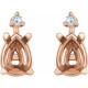 Pear 4 Prong Lightweight Accented Stud Earrings Mounting in 14 Karat Rose Gold for Pear shape Stone, 0.83 grams