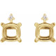Cushion 4 Prong Earrings Mounting in 14 Karat Yellow Gold for Cushion Stone, 1.06 grams