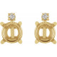 Round 4 Prong Accented Cabochon Earrings Mounting in 14 Karat Yellow Gold for Round Stone, 0.92 grams