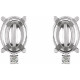 Oval 4 Prong Accented Cabochon Earrings Mounting in Platinum for Oval Stone, 1.63 grams