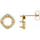 Round 4 Prong Halo Style Earrings Mounting in 18 Karat Yellow Gold for Round Stone, 2.65 grams
