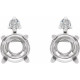 Round 4 Prong Accented Stud Earrings Mounting in 18 Karat White Gold for Round Stone, 0.89 grams