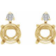 Round 4 Prong Accented Stud Earrings Mounting in 18 Karat Yellow Gold for Round Stone, 0.92 grams