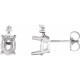 Oval 4 Prong Accented Stud Earrings Mounting in 18 Karat White Gold for Oval Stone, 0.96 grams