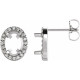 Oval 4 Prong Halo Style Earrings Mounting in 18 Karat White Gold for Oval Stone, 2.21 grams