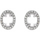 Oval 4 Prong Halo Style Earrings Mounting in 18 Karat White Gold for Oval Stone, 2.21 grams