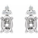 Oval 4 Prong Lightweight Accented Stud Earrings Mounting in 18 Karat White Gold for Oval Stone, 1.05 grams